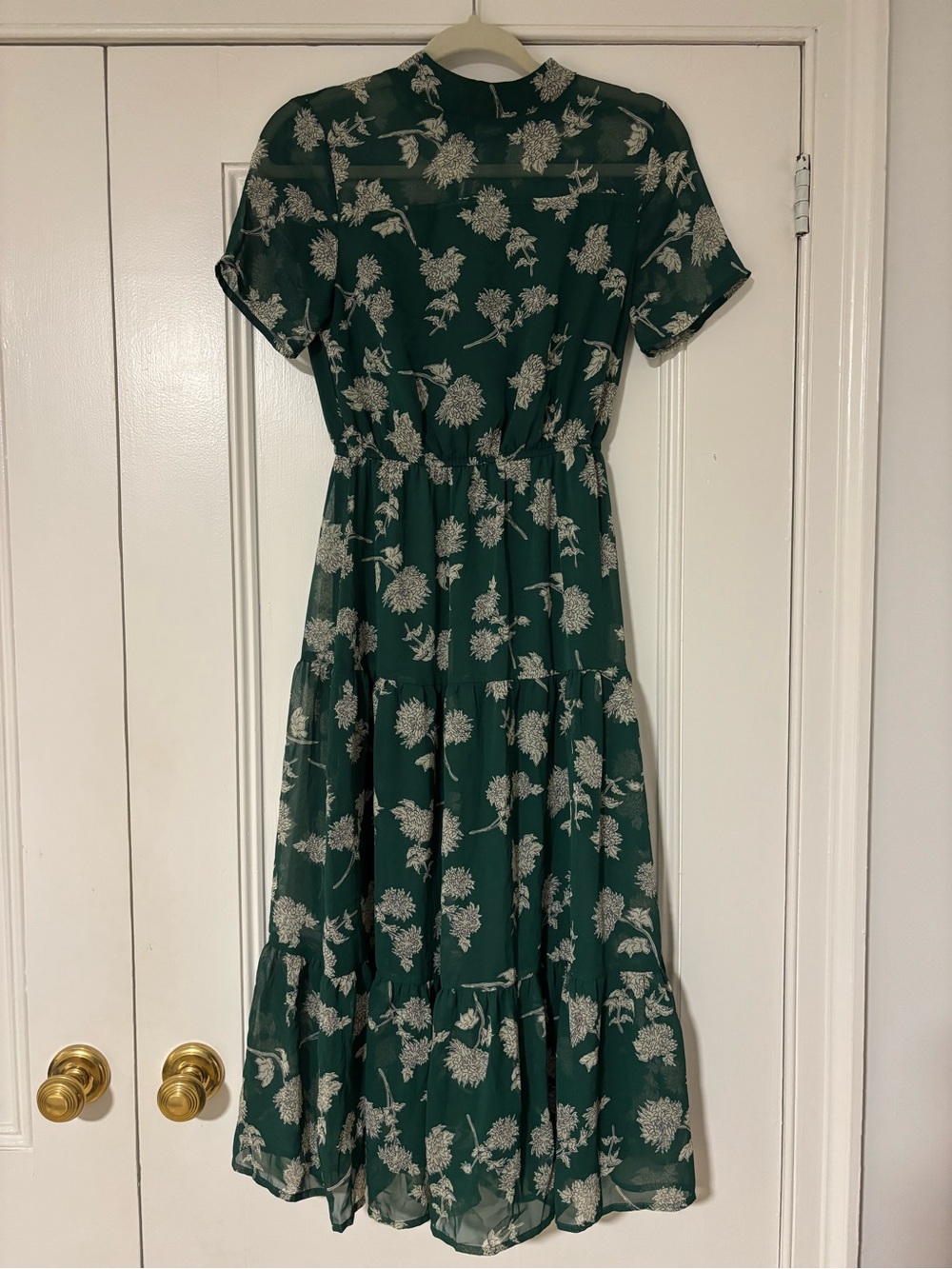 Lulu's Dark Green Floral Tiered Maxi Dress